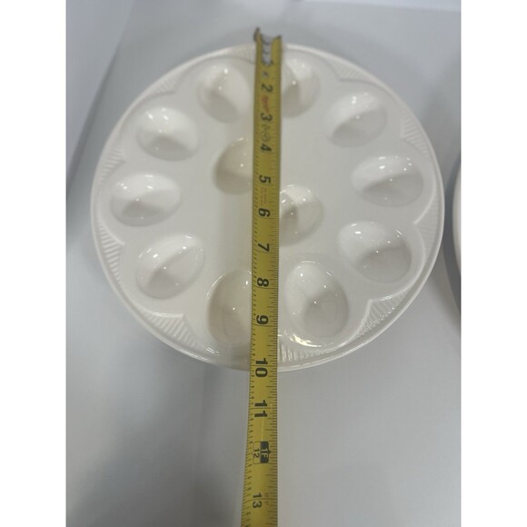 Deviled Egg Platter Set - 2pc White Ceramic.  Egg Serving Platter‎ - Picture 5 of 14